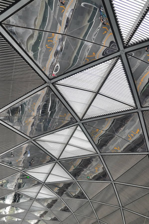 Futuristic and abstract ceiling designの写真素材