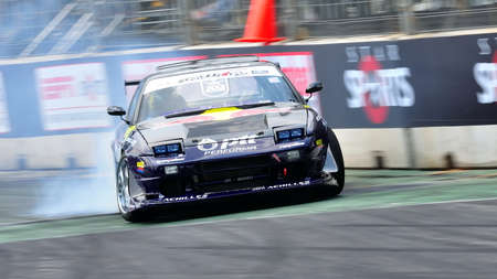 SINGAPORE - APRIL 24: Red Bull Team drifting at Singapore Formula Drift at F1 Pit Building April 24,...