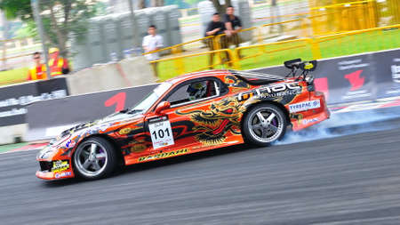 SINGAPORE - APRIL 24: Daynom Templeman from Goodyear Singapore drifting at Singapore Formula Drift...