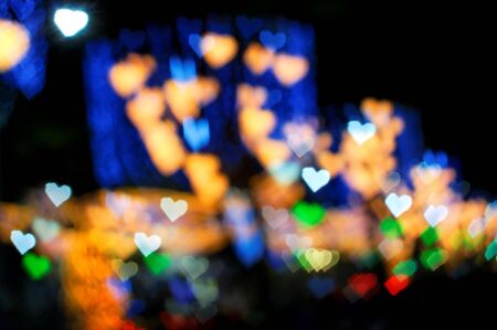 Bokeh series - colorful heartsの写真素材