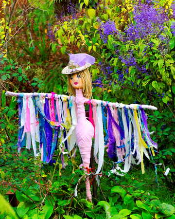 Colorful female scarecrowの写真素材