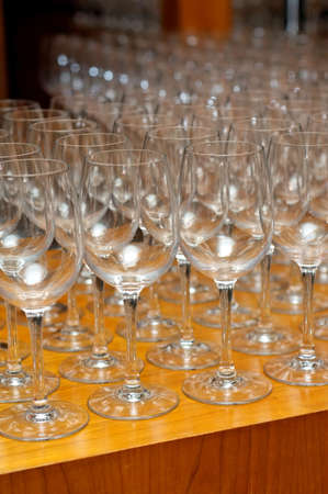 Rows of wine glassesの写真素材