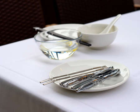 Tableware and utensils for outdoor diningの写真素材