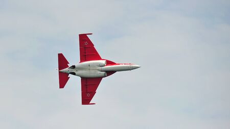 SINGAPORE - FEBRUARY 9: Solo aerobatic flying display by UAC Yak-130 at Singapore Airshow February...