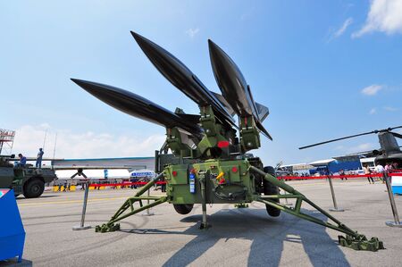 SINGAPORE - FEBRUARY 12: Republic of Singapore Air Force (RSAF) I-Hawk surface to air missile...