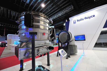 SINGAPORE - FEBRUARY 12: Rolls-Royce showcasing swivel engine model at Singapore Airshow February...
