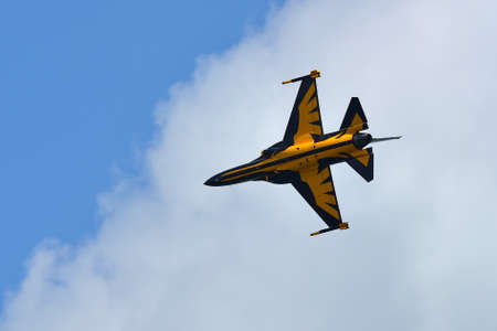 SINGAPORE - FEBRUARY 16:  RKAF Black Eagles Aerobatic Team aerobatic performance at Singapore...