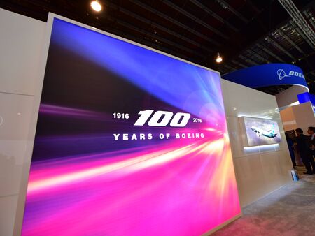 SINGAPORE - FEBRUARY 16:  Boeing showcasing 100 years of its history at Singapore Airshow February...