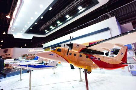 SINGAPORE - FEBRUARY 16: Model of Chinese Civil Aicraft Y12F twin engine turboprop passenger...