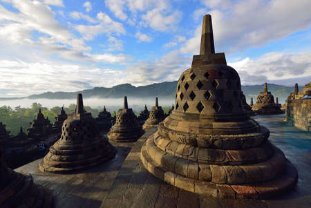 Borobudur, a 9th century Buddhist Temple in Magelang, Central Java, Indonesia, that is listed as a UNESCO World Heritage Siteのeditorial素材