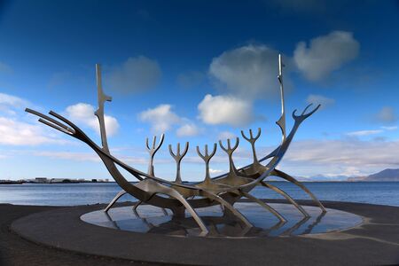 The Sun Voyager stainless steel sculpture, a dream of hope, progress and freedom, Reykjvik, Iceland
