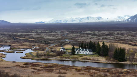 Thingvellir National Park, a historic parliament site in Iacelandの写真素材
