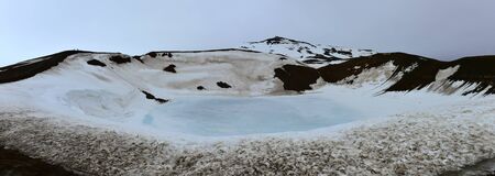 Frozen Viti crater at Krafla, Icelandの写真素材