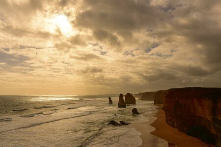 Famous Twelve Apostles limestone stack formations in Victoria, Australiaの写真素材