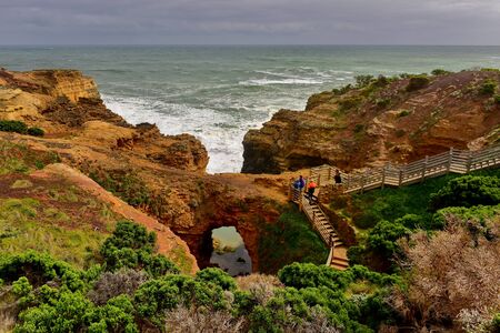 The Grotto, a sinkhole geological formation along Great Ocean Road in Victoria, Australiaの写真素材