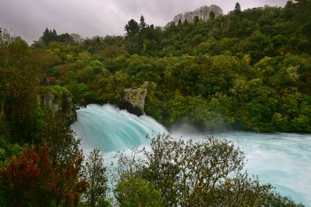 Fast flowing Huka Falls in Taupo, New Zealandの写真素材