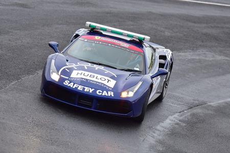 HAMPTON DOWNS, NEW ZEALAND - APRIL 18: Ferrari 488 Safety Car at Ferrari Challenge Asia Pacific Series race on April 15, 2018 in Hampton Downsのeditorial素材
