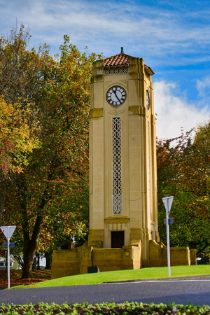 Iconic clock tower in the centre of Cambridge town in New Zealandのeditorial素材