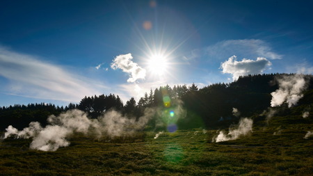 Craters of the Moon geothermal landscape in Taupo, New Zealandの写真素材