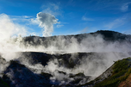 Craters of the Moon geothermal landscape in Taupo, New Zealandの写真素材
