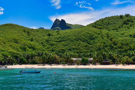 View of Fiji's tropical islands from a cruise, popular as holiday destinationsの写真素材