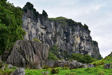 Stunning rock formations at Mangaotaki Valley, the filming location of "The Hobbit, an Unexpected Journey", in New Zealandの写真素材