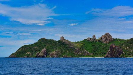 View of Fiji's tropical islands from a cruise, popular as holiday destinations
