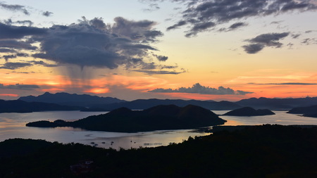 Spectacular sunset from the summit of Mt Tapyas on Coron Island, Philippinesの写真素材