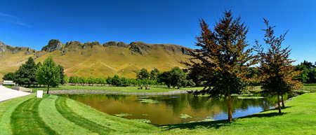 View of Te Mata Peaks from a beautiful winery in Havelock, New Zealand
