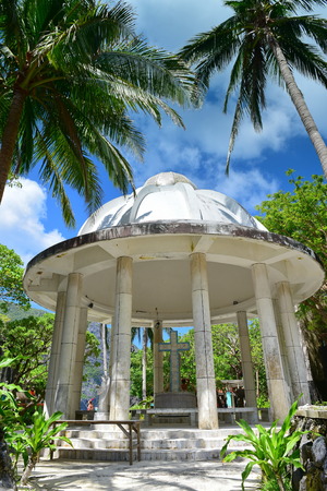 Abandoned Matinloc Shrine at the western coast of Matinloc Island at Palawan, Philippinesの写真素材