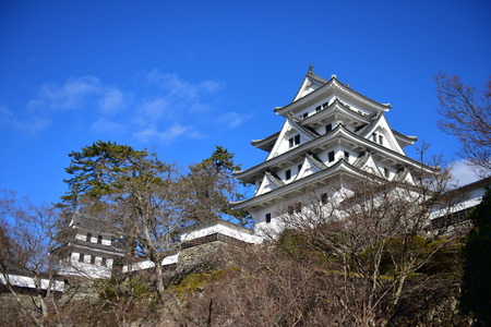 Gujo Hachiman Castle built in 1559 on a hilltop in Gifu, Japanのeditorial素材