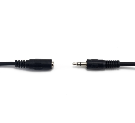 3.5 mm 3-pin connector with socket isolated on white