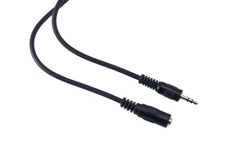Black audio jacks isolated on whte backgroundの写真素材