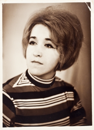 Vintage photo of beautiful young woman  circa 1960  の写真素材