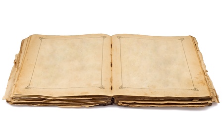 Vintage old open book and empty pages の写真素材