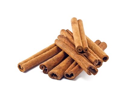 Cinnamon sticks on white backgroundの写真素材