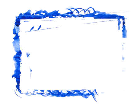Blue paint frame isolated on whiteの写真素材