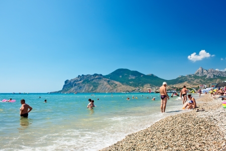 View of the beach in Koktebel, Crimea  Ukraineのeditorial素材