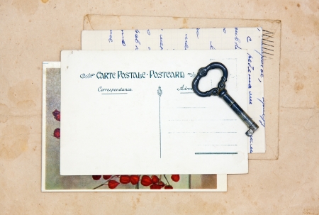 old letters, empty post cards, vintage backgroundの写真素材