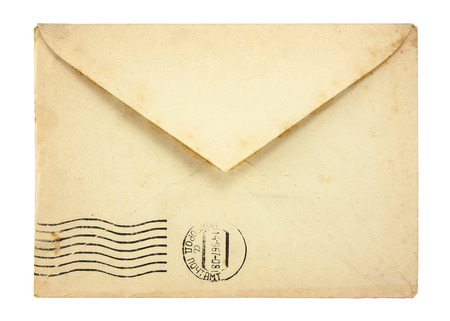 Old envelope isolated on a white backgroundの写真素材