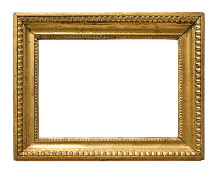 Vintage gold color picture frame isolated on white background
