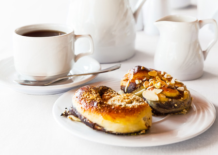 Breakfast with cake and coffeeの写真素材