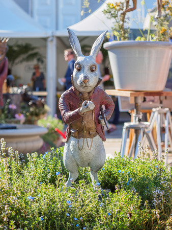 LONDON, UK - MAY 25, 2017: RHS Chelsea Flower Show 2017. Lewis Carroll's "Alice in Wonderland" characters as sculptured garden figures.のeditorial素材