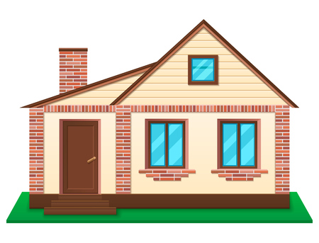 Private house at lawn. New building for living, renting and selling.のイラスト素材