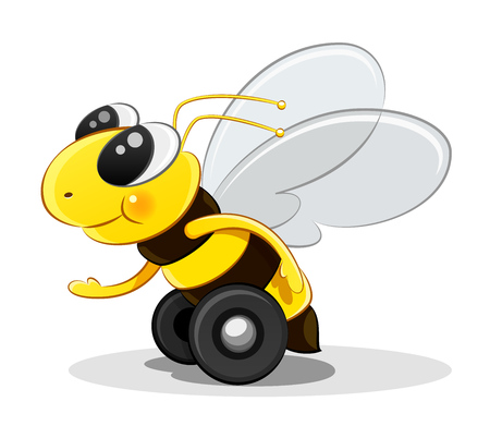 Bee on wheels. Character quickly goes to hoover board. EPS10 vector illustration isolated on white background.のイラスト素材
