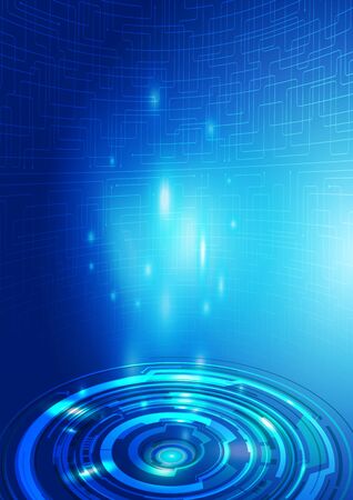 Abstract Digital Technology Blue Background, Vector Illustrationのイラスト素材