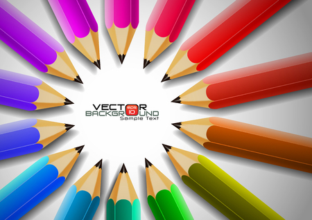 Creative Idea with Colorful Pencils Background, Vector Illustrationのイラスト素材