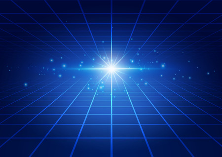 Abstract Technology Blue Background with Bright Flare, Vector Illustrationのイラスト素材