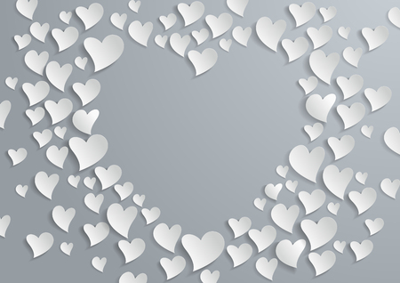 Abstract White Paper Hearts  Background, Vector Illustrationのイラスト素材