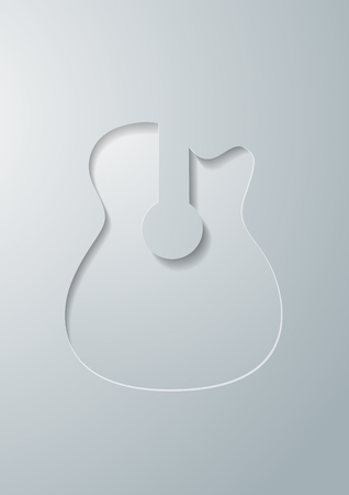 Guitar Cut in White Paper, Vector Illustrationのイラスト素材
